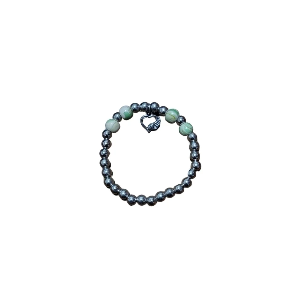 Green Bracelet‎ with Heart Charm